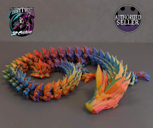 3D Printed Crystal Dragon - Neon - 27 inches long!