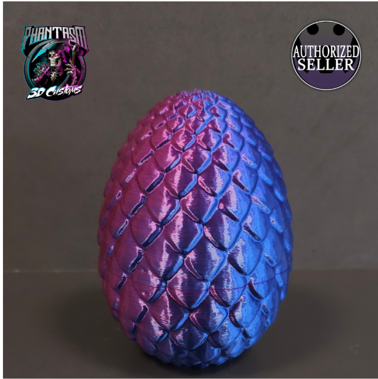 3D Printed Dragon Egg - Purple/Silver/Blue