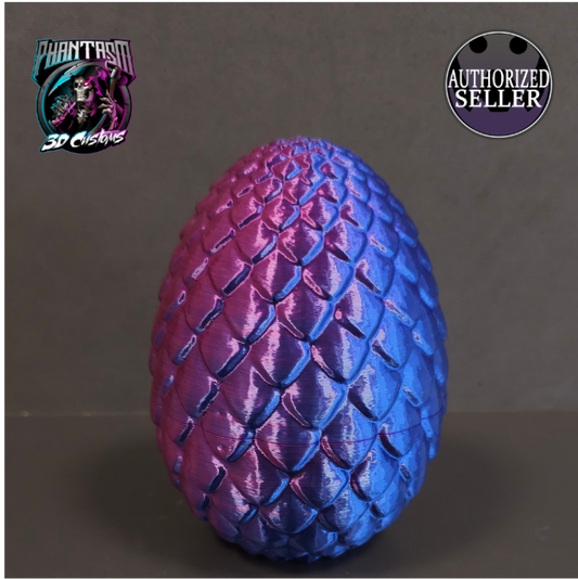 3D Printed Dragon Egg - Purple/Silver/Blue