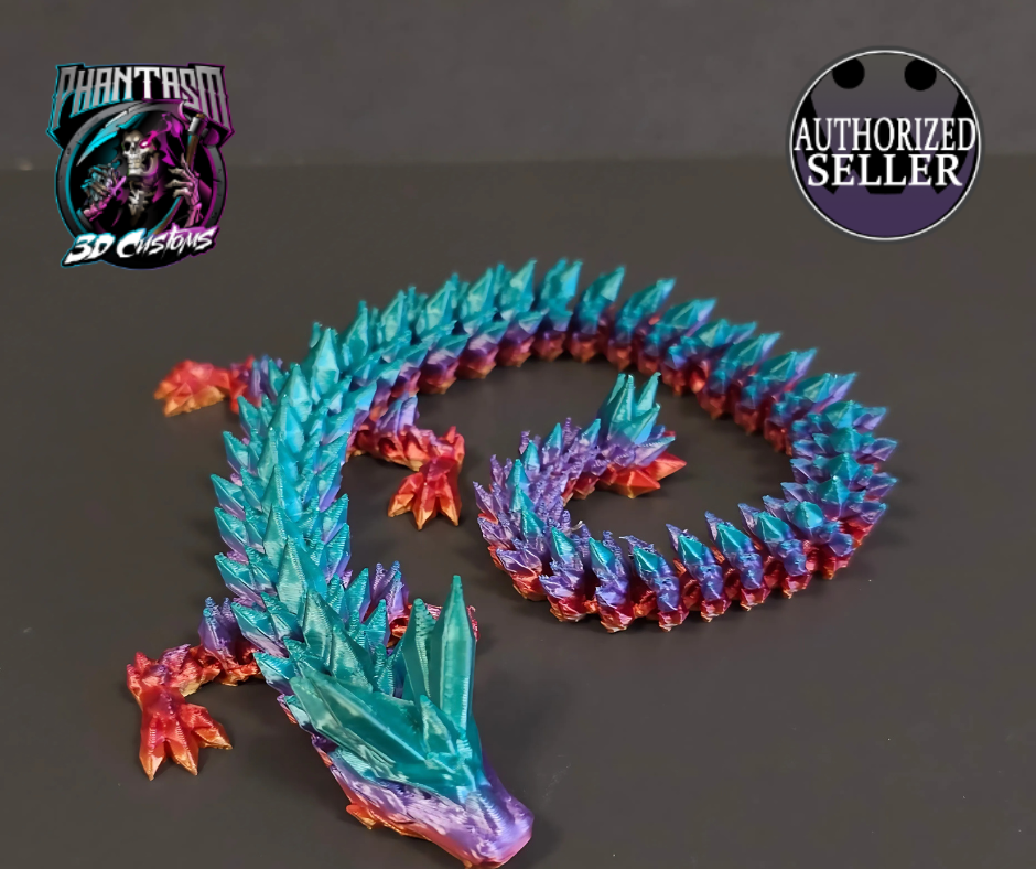 3D Printed Crystal Dragon - Vibrant Rainbow 2 - 13-inches long!