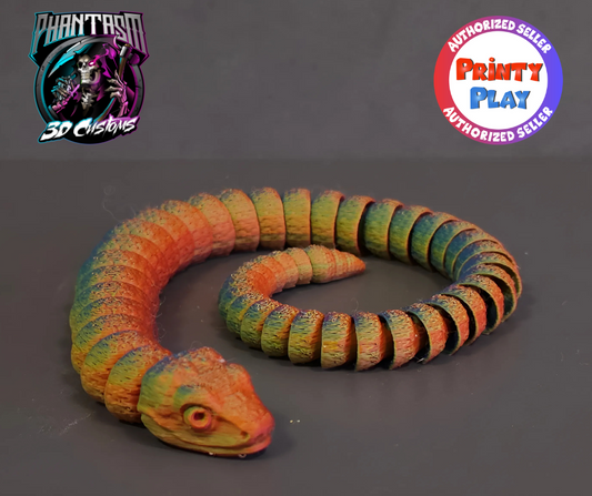 3D Printed Amazonian Snake - Neon - 13-inches long!