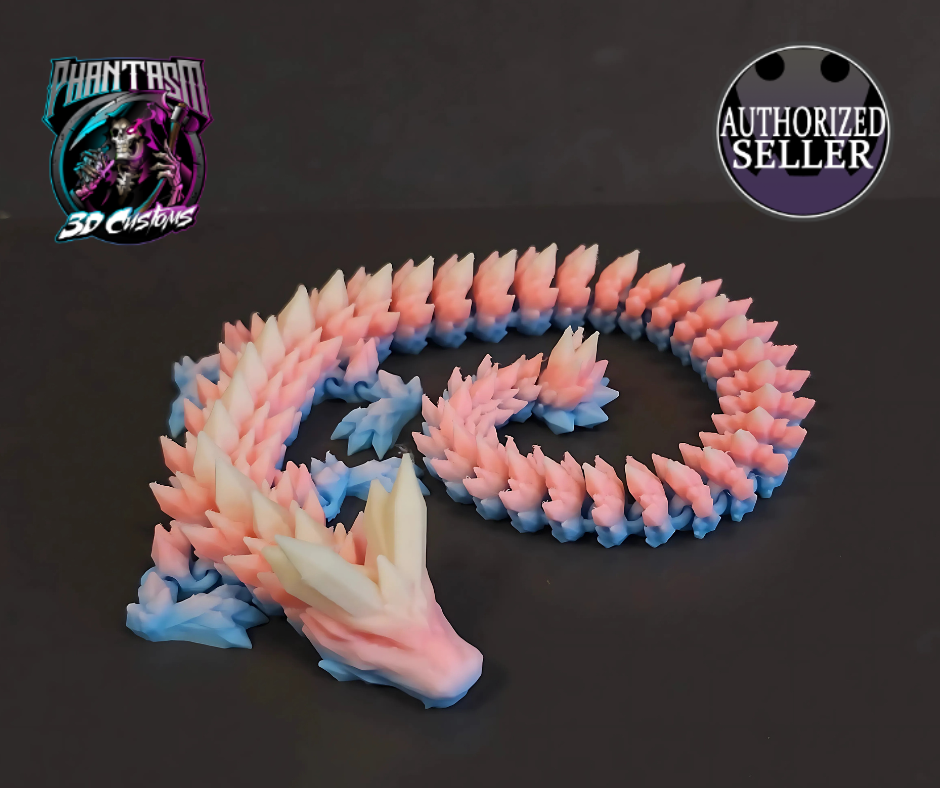 3D Printed Crystal Dragon - Wild Blossom - 13-inches long!