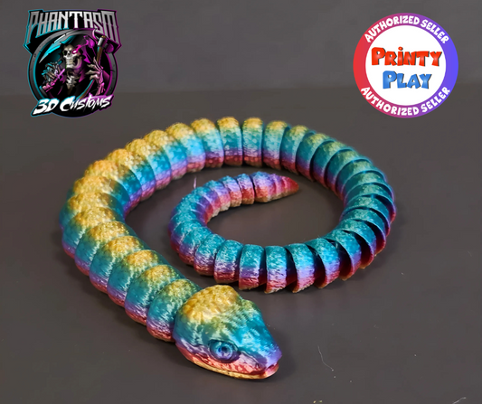 3D Printed Amazonian Snake - Vibrant Rainbow 2 - 13-inches long!