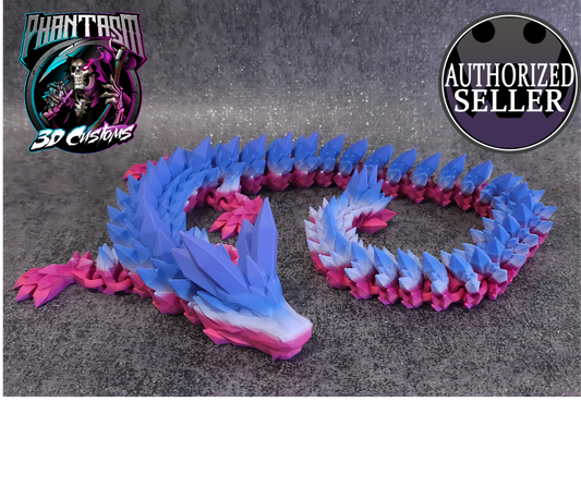 3D Printed Crystal Dragon - Phantasm Blue/Pink - 27 inches long!