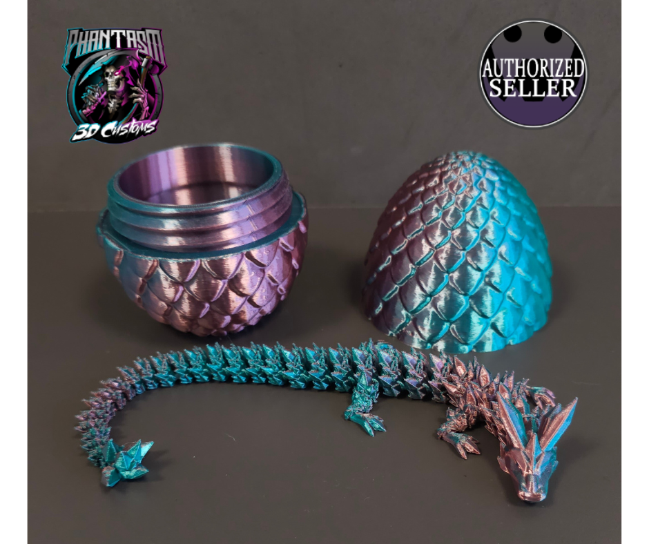 3D Printed Dragon Egg - Pink/Teal