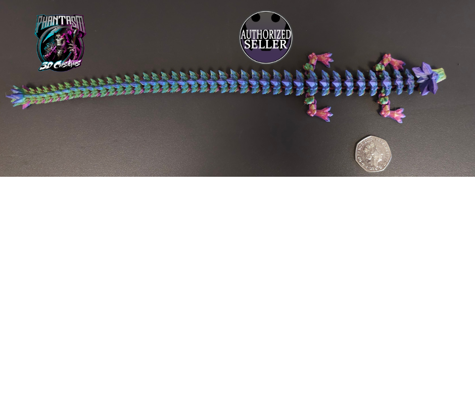 3D Printed Crystal Dragon - Candy Rainbow - 13-inches long!