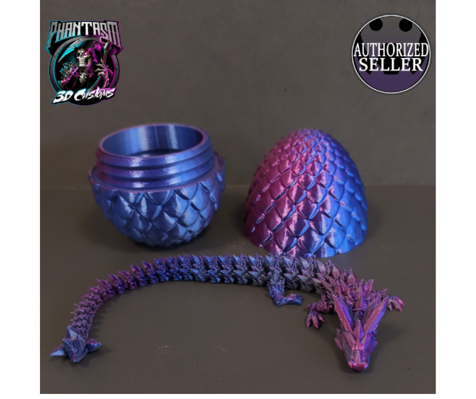 3D Printed Dragon Egg - Purple/Silver/Blue