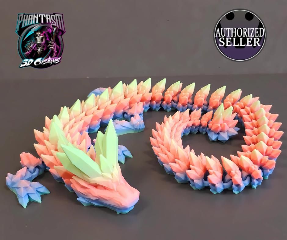 3D Printed Crystal Dragon - Wild Blossom - 27 inches long!