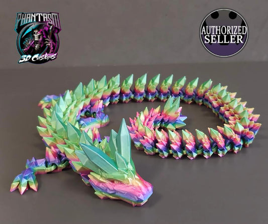 3D Printed Crystal Dragon - Candy Rainbow - 27 inches long!